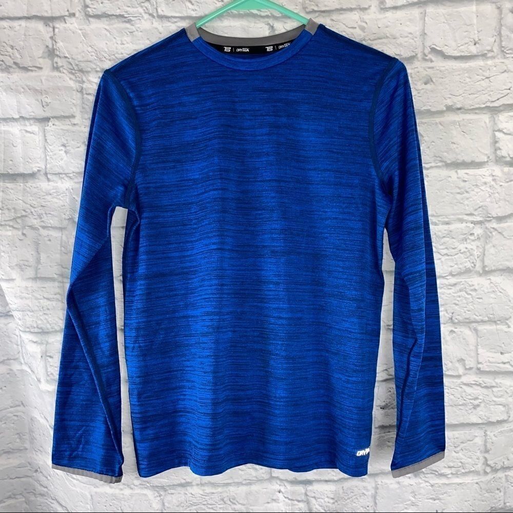 Tek gear dry gear drifit Longsleeve Crewneck shirts boys blue& black sz L 14/16